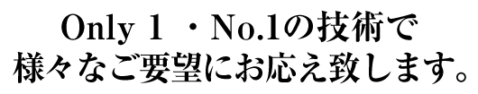 Only1・No.1の技術で様々なご要望にお応え致します。